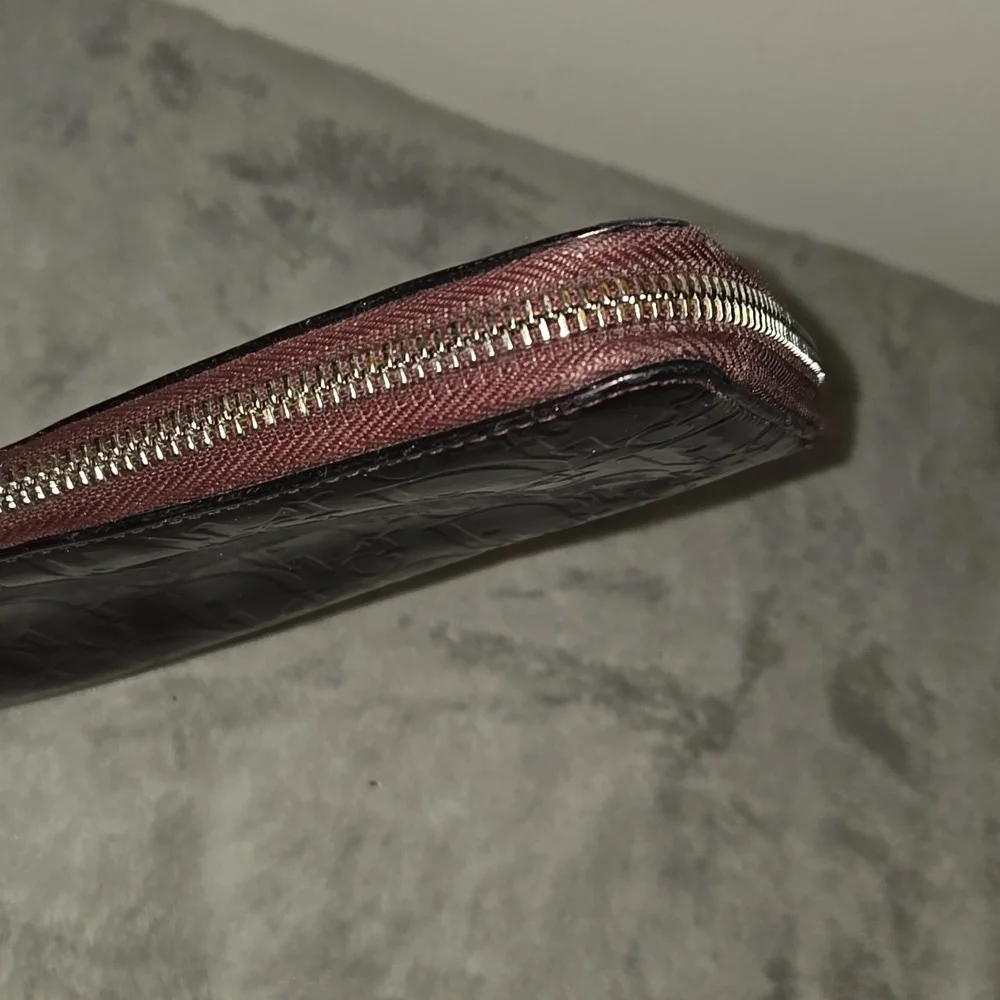 Dior Burgundy Patent Leather Embossed Wallet
